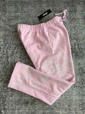 Men’s Civil Regime Sweatpants, Concrete Stone Wide Leg Fleece, Size L, Pink, NWT